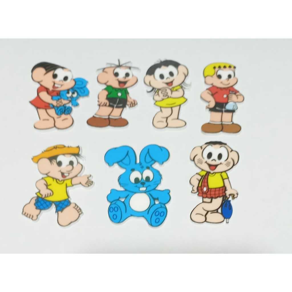 Aplique Turma da Mônica Acrílico Uv de 5cm Pacote com 8 Unidades