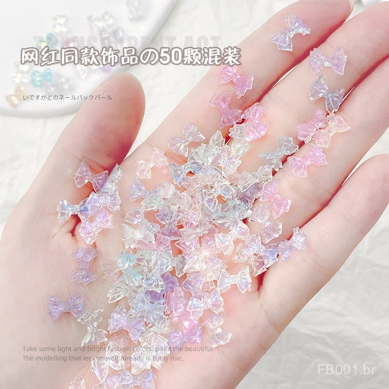 Acessórios: Ornamentos de camélia, ursinho, cores sortidas de gelatina, strass, aurora beauty, laços de resina, 50 peças