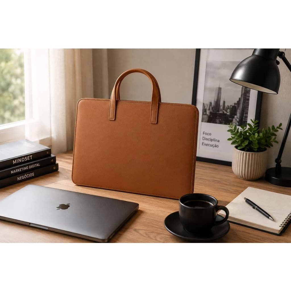 Sacola com Alça Pasta Maleta Para Notebook Couro sintético Caramelo
