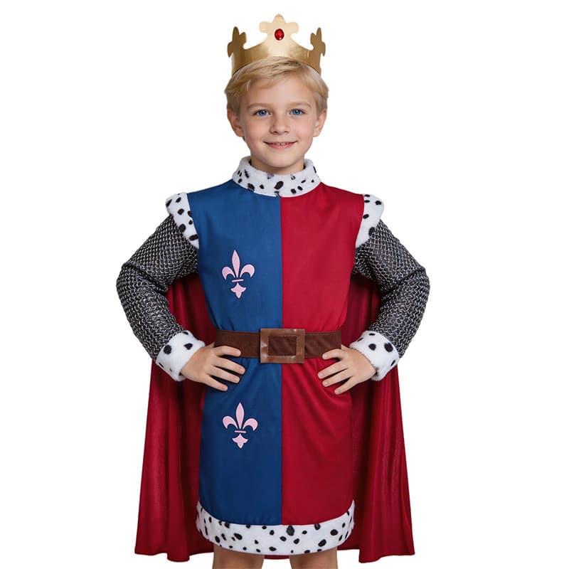 Traje de príncipe infantil Medieval rei Arthur palco desempenho festa cos traje