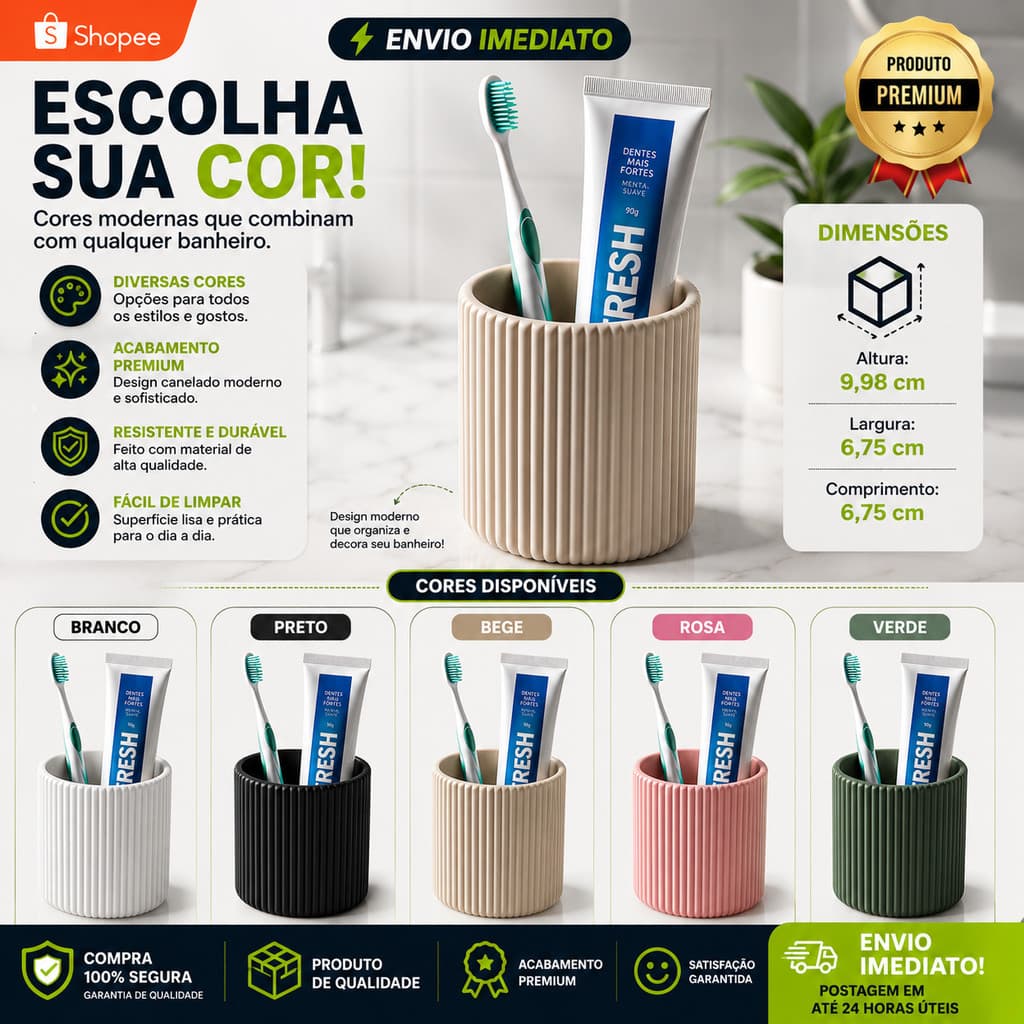 Porta Escova de Dente Pasta de Dente Creme Dental Organizador Banheiro Suporte Escovas Bancada Pia Lavabo Decoração