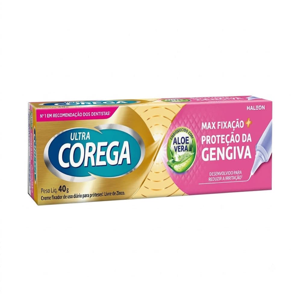 Creme Fixador de Dentadura Corega Ultra Max Fixação Proteção da Gengiva com Aloe Vera 40g