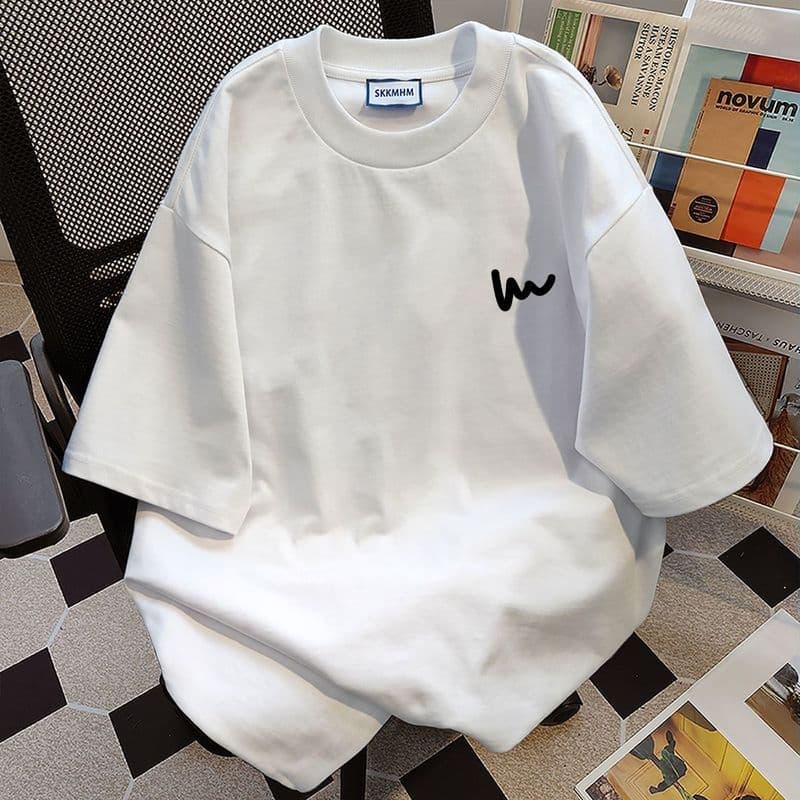 260G puro algodão em torno do pescoço de manga curta camiseta das mulheres dos homens verão estilo Preppy mais magro olh