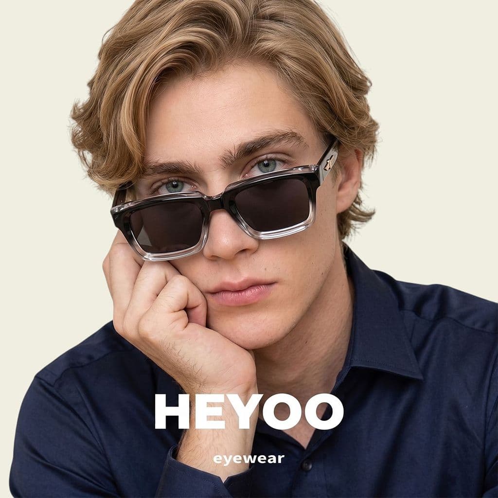 HEYOO Óculos Retro Luxo Com Detalhe Metal Dourado, Estilo Urbano Masculino e Feminino