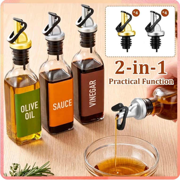 4 Pçs Garrafa De Licor Pourers Auto Flip Bicos De Azeite À Prova De Vazamento Dispensador De Álcool Óleo Despeje Para Sh