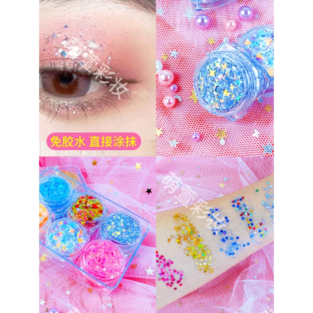 Sombra sem cola lantejoulas Gel maquiagem para os olhos brilhante sombra palco grande lantejoulas olho espumante