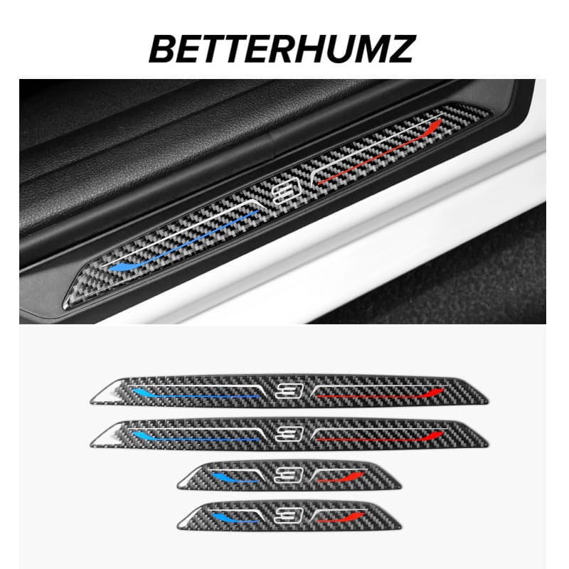 Para BMW F30 F35 F34 Série 3 GT Fibra De Carbono Soleiras Da Porta Do Carro Anti-Scuff Adesivos Limiar Guarnição Tiras A