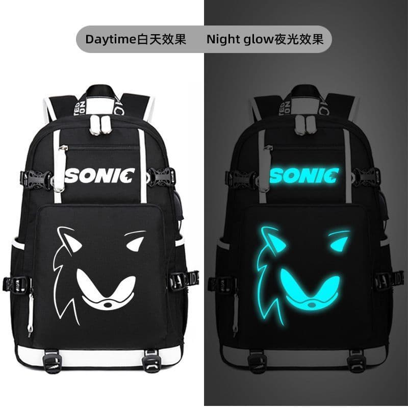Mercadoria de animação Sonick Schoolbag Estudante do ensino médio Mochila de lona simples leve