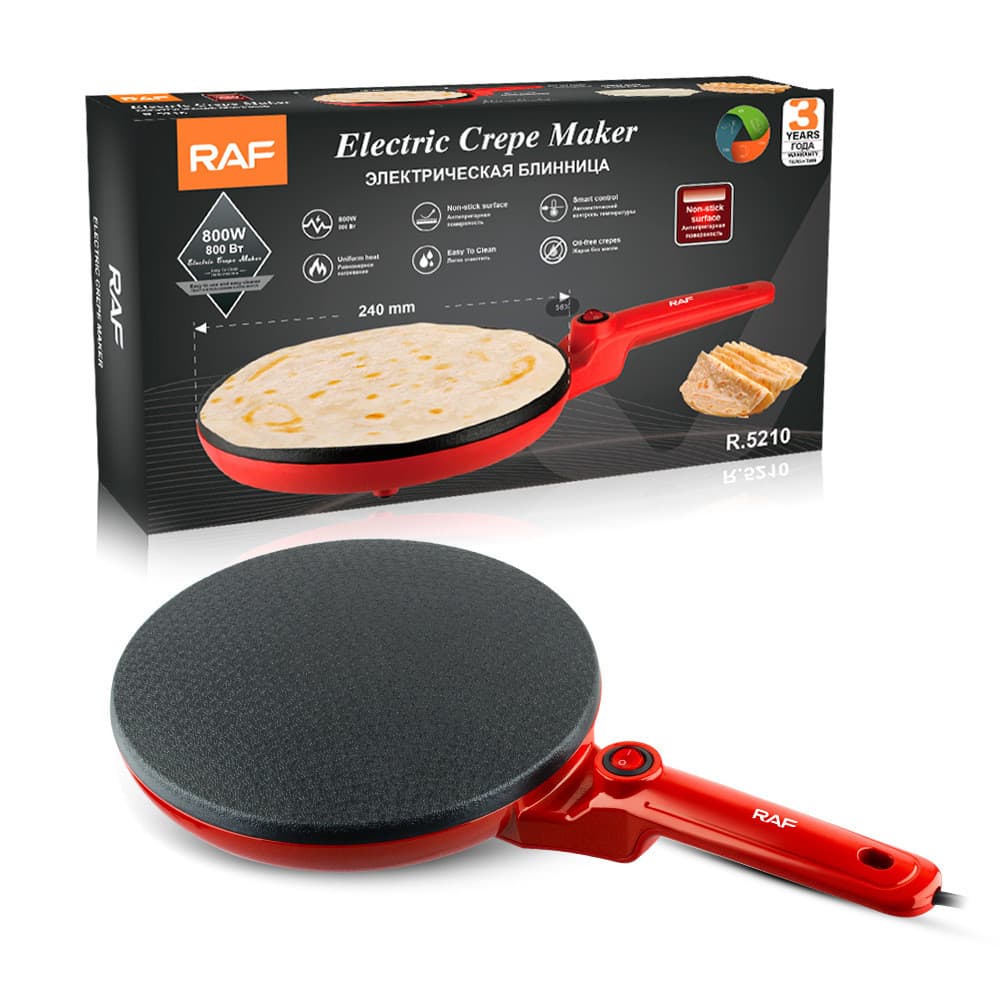Máquina de Crepe Elétrica 24cm Antiaderente Plugue UE, Aquecimento Lado Único para Panqueca e Assados