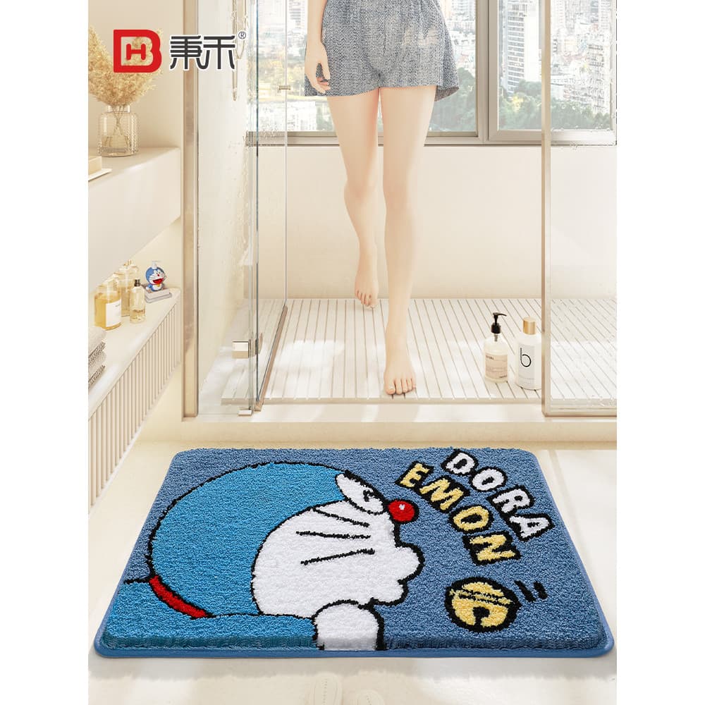 Doraemon tapete de banheiro tapete de pé doméstico porta de entrada do banheiro resistente à sujeira tapete de pé dedica