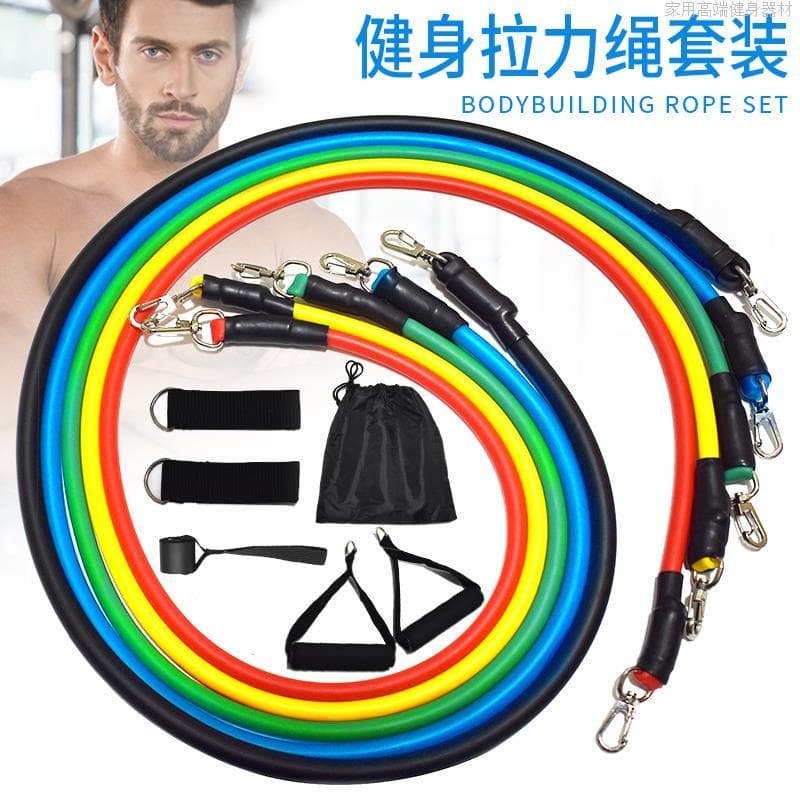 Conjunto de 11 peças de corda de tensão multifuncional treinamento muscular equipamentos de Fitness masculino faixa de r