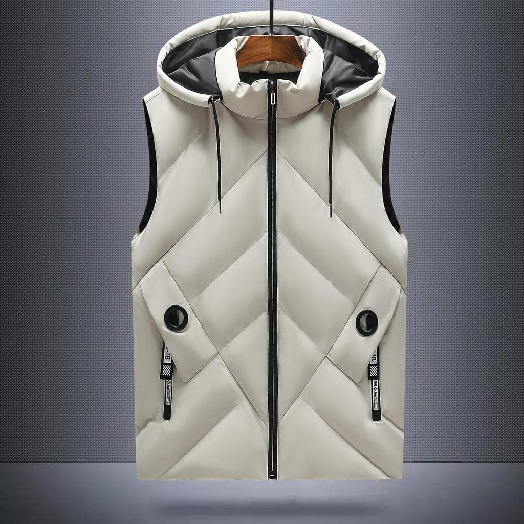 Colete destacável chapéu Casual masculino colete para baixo acolchoado jaqueta colete fino-ajuste à prova de vento colet