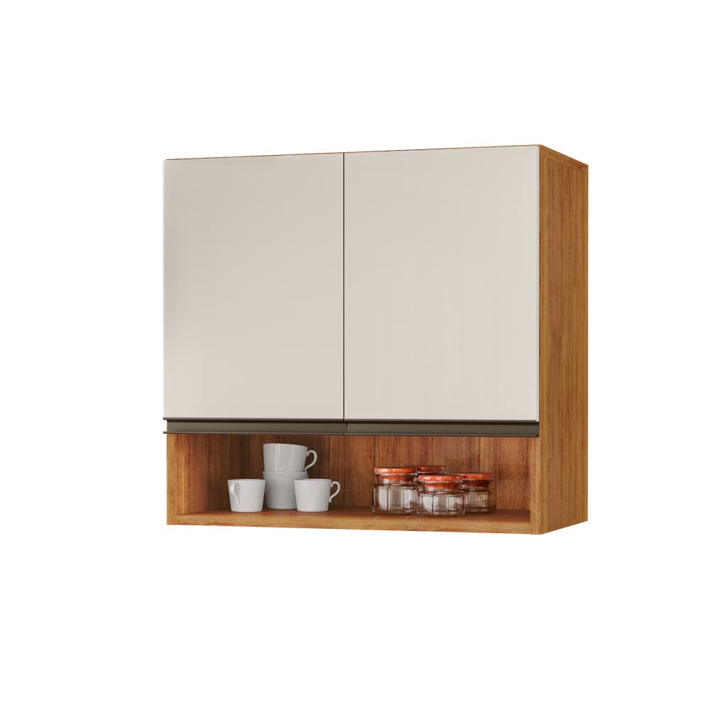 Armário Aéreo 2 Portas Islândia com Nicho MDF 60cm Cozinha e Lavanderia