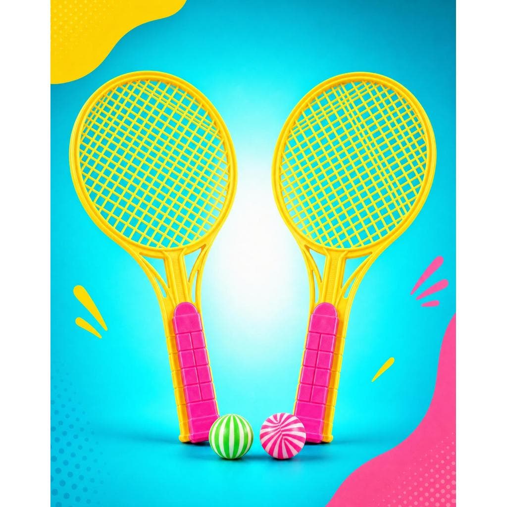 Kit Raquete Infantil Ping Pong Gigante 30 cm com 2 Bolinhas Coloridas