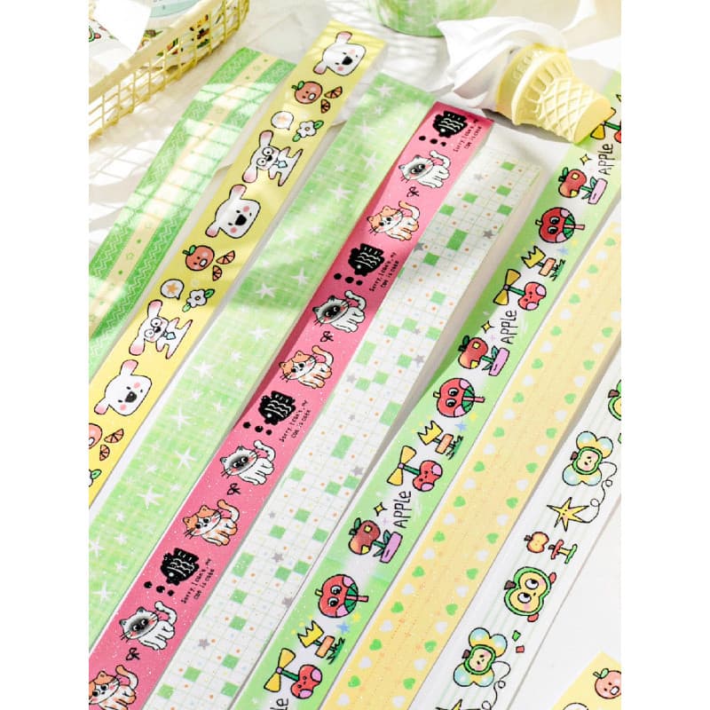 Penny parque de diversões série papel sintético piscando fita de areia bonito Animal frutas diário manual diy Base decor