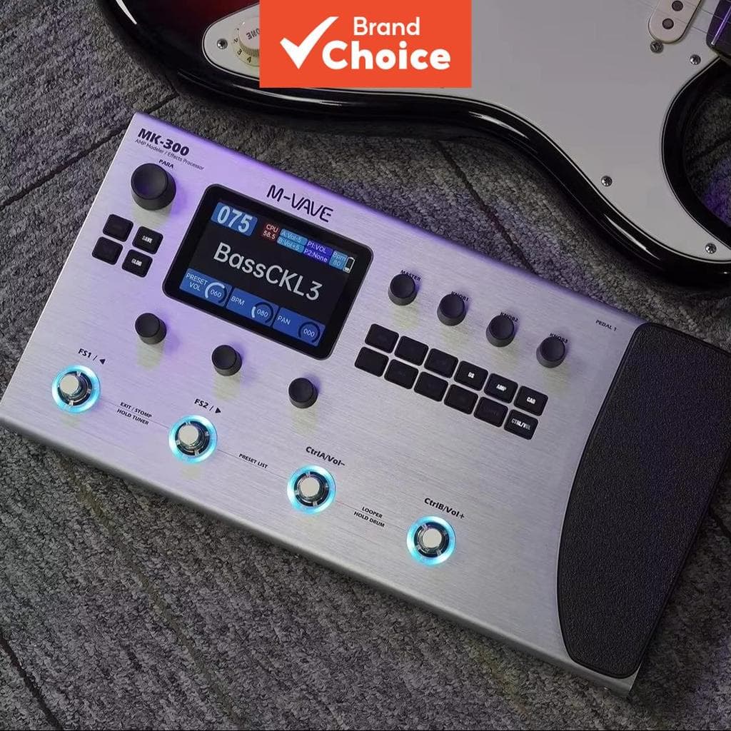 M-VAVE MK 300 Multifuncional Guitarra Pedal De Efeito Baixo 300s Looper 128 Padrões De Tambor MIDI DAW Modelagem Neural