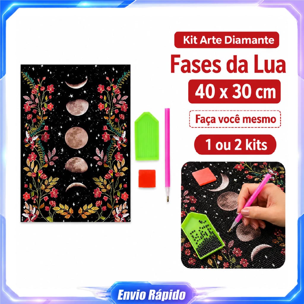 Kit pintura de diamante DIY Lua e Floresta 1/2 conjuntos 40x30cm lápis bandeja argila e tela para montagem manual