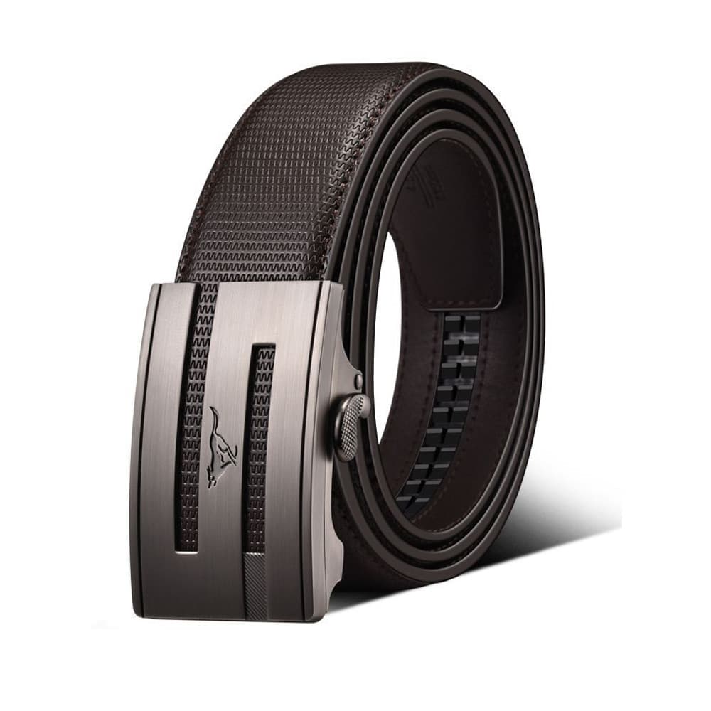 Sete lobo cinto masculino de couro genuíno autêntico fivela automática interior Wear cinto masculino negócios moda joven