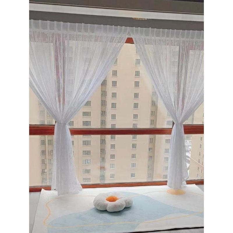 2025 Novo estilo branco meia seção cortina de gaze sem perfuração estilo chinês janela de cozinha cortina de porta de ar