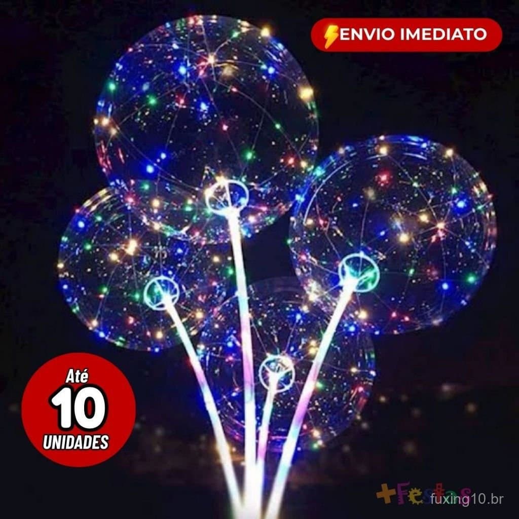 5/10 Balão Bubble com Led Colorido Kit Completo Bexiga Bastão Vareta Led Festas Casamento Réveillon
