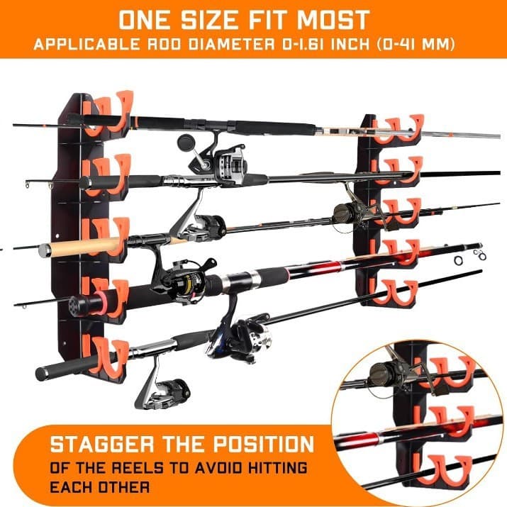 Suporte Para Vara De Pesca Com 10 Furos , Montado Na Parede , De Armazenamento , Equipamento