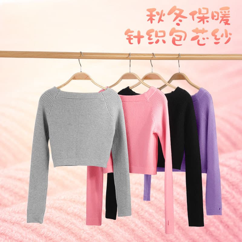 Camisola de dança crianças mulheres de malha de um pescoço primavera outono pequena jaqueta dança chinesa Bodysuit práti