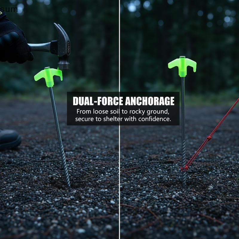 [sum] Estacas De Barraca De Parafuso Que Brilham No Escuro De Longa Duração Aço Resistentes De 25 Cm Para Viagens De Pra