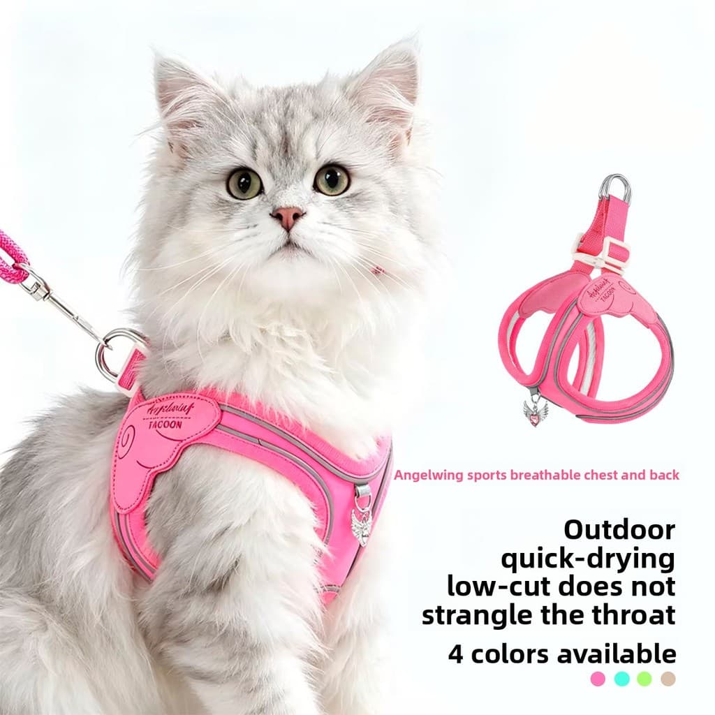 Coleira tipo colete para gatos British Shorthair Silver Gradient, respirável, anti-fuga, refletiva, para passear com gat