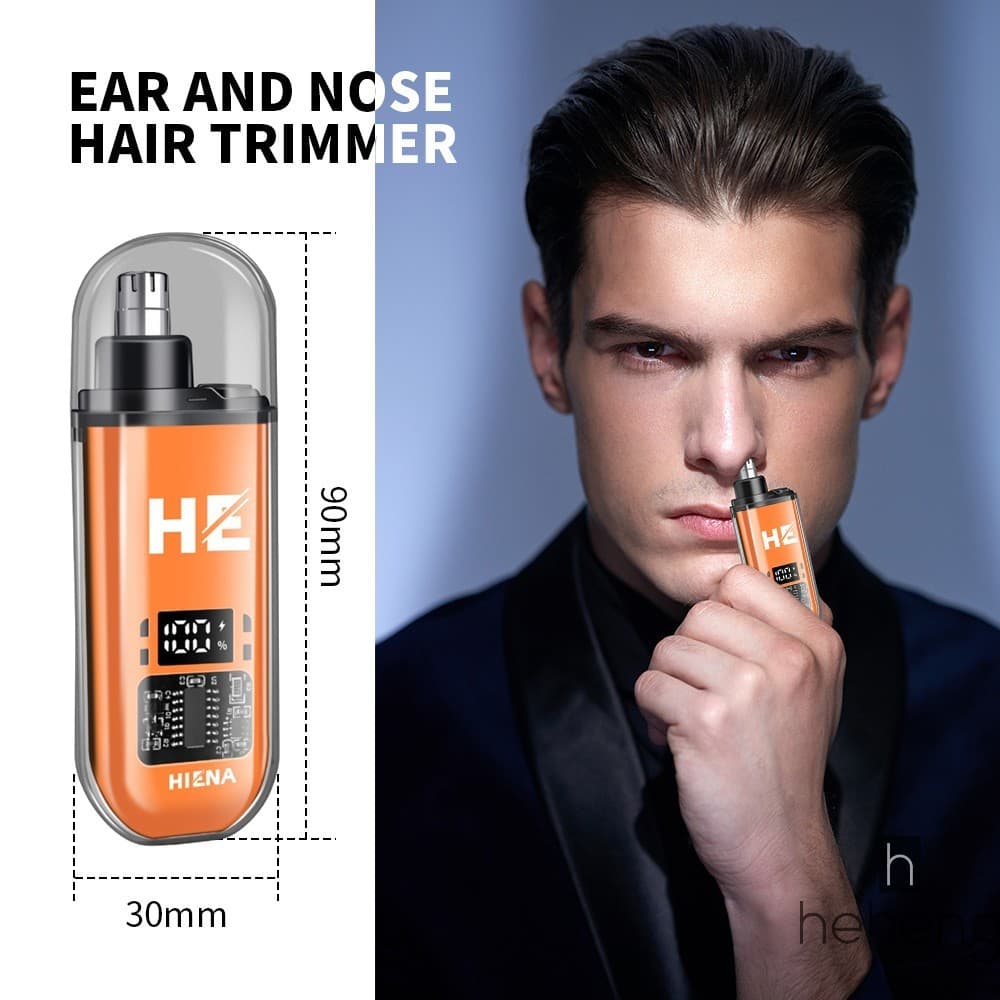 Aparador De Pêlos Do Nariz Recarregável Com Display Digital-Tratamento Facial Para Homens