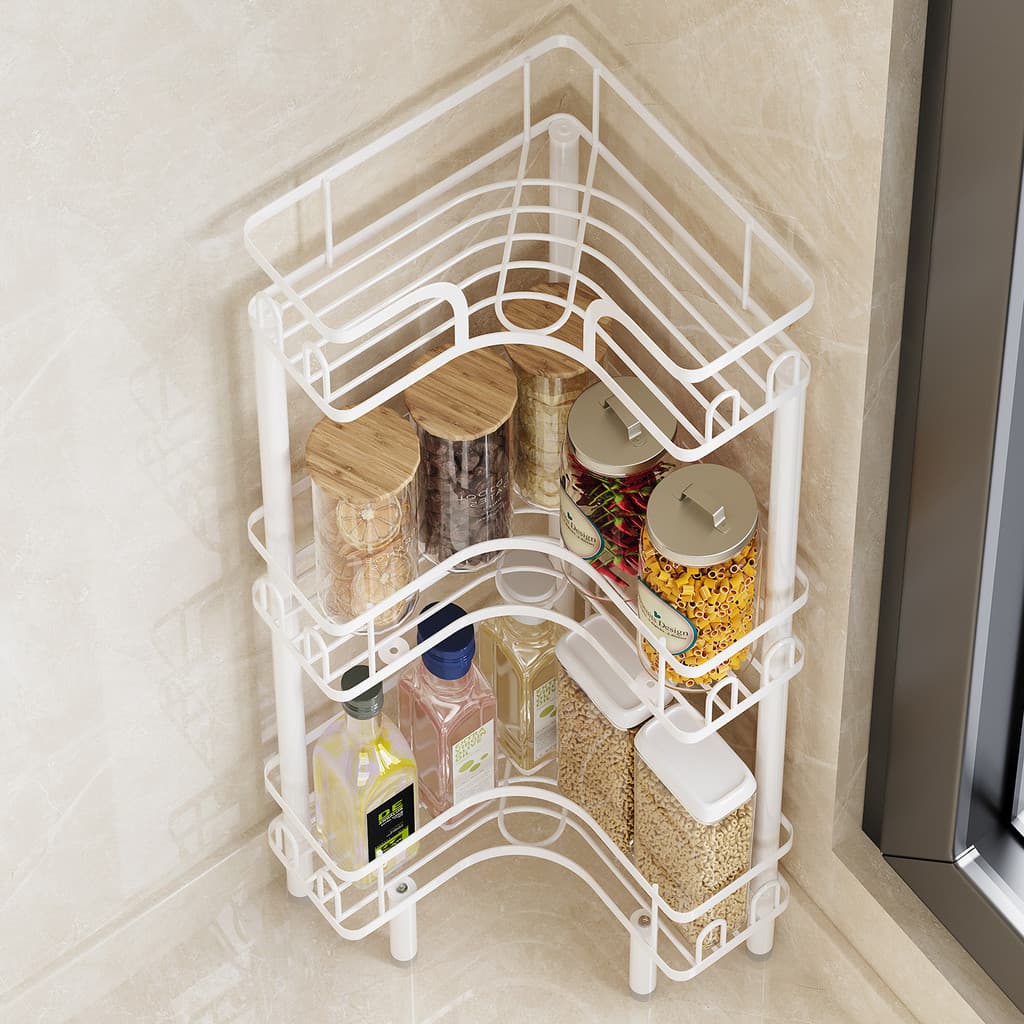 Rack de condimentos de cozinha tripé caixa de canto condimento Multi-camada rack de armazenamento triângulo bancada ferr