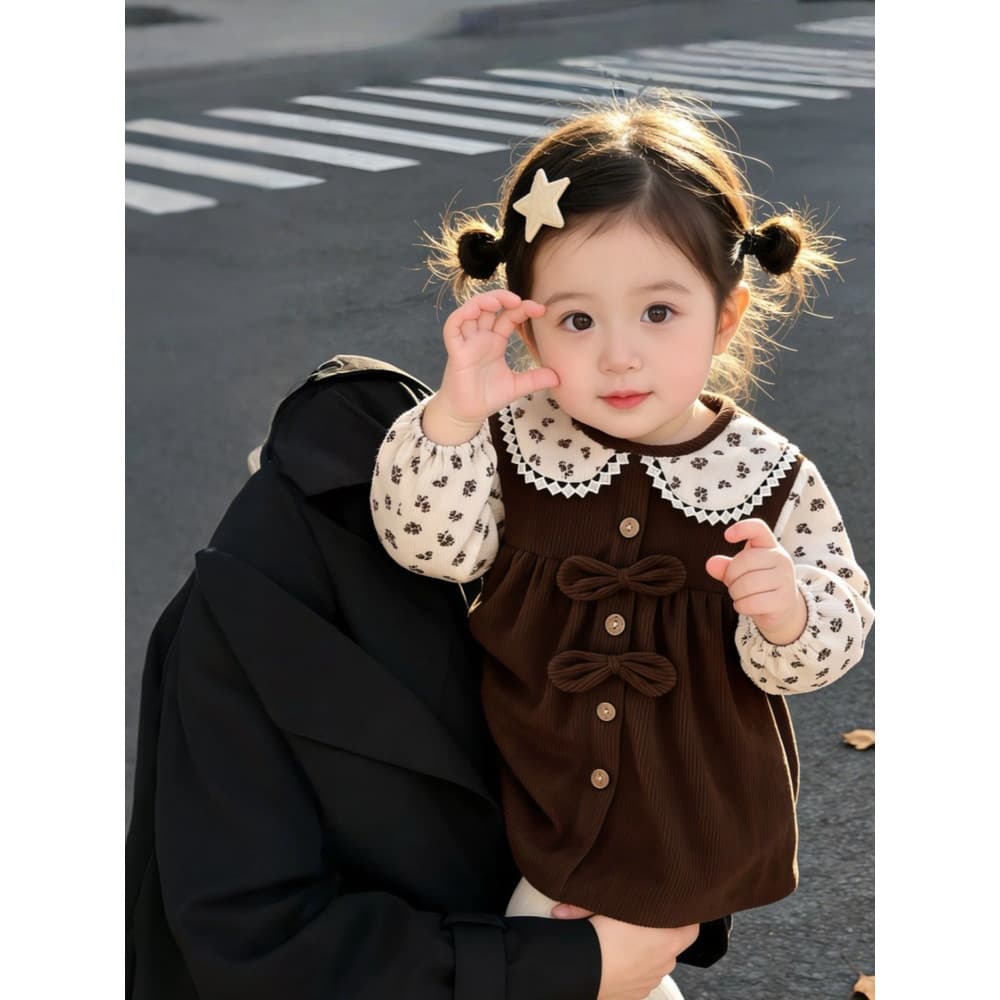 Macacão de bebê Anti-sujo bebê menina pode usar roupas reversas estilo ocidental exterior babadores de bebê veludo vesti