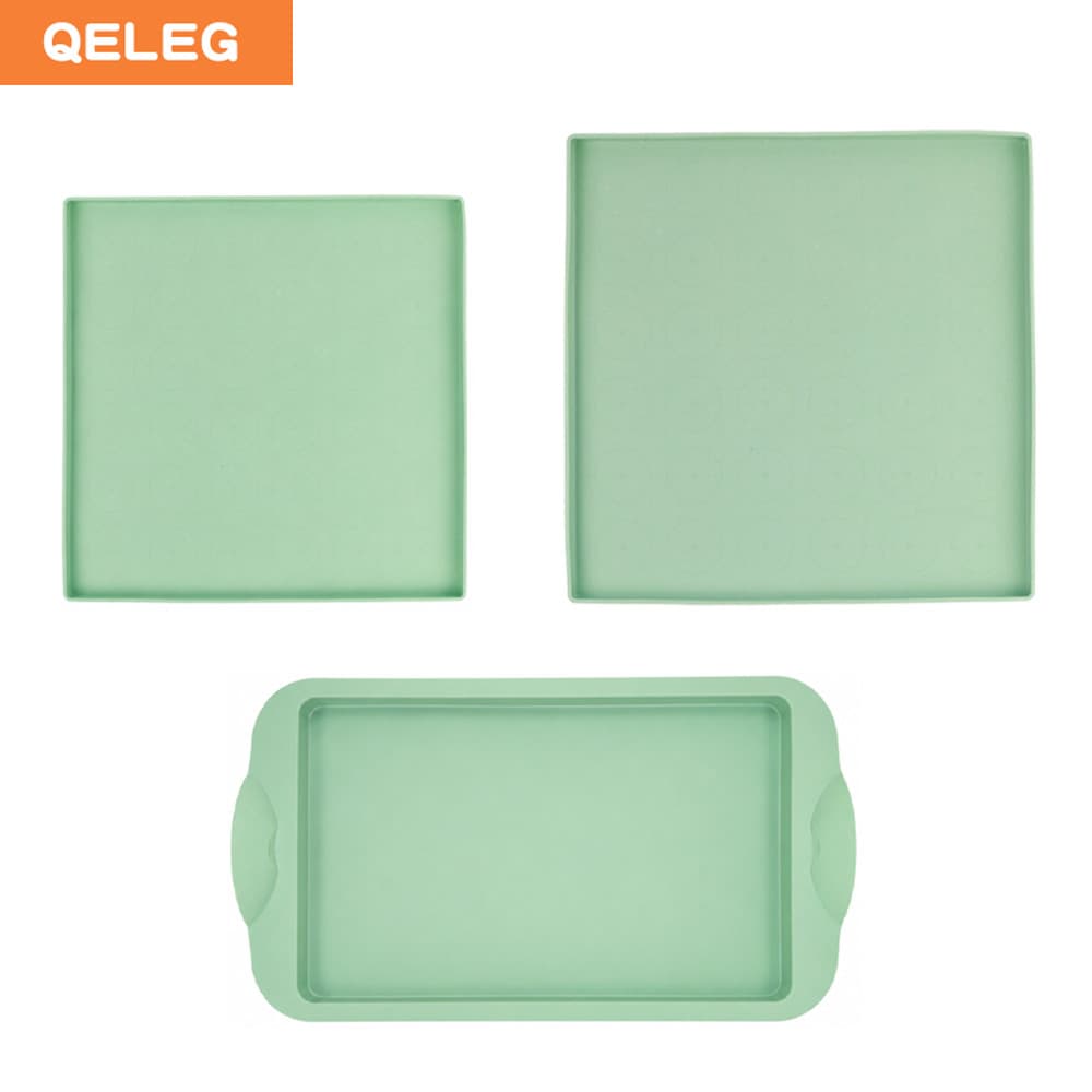 QELEG Forma de Silicone para Assar em 3 Tamanhos, Forma Quadrada e Retangular, Assadeira para Bolo, Assadeira para Bisco