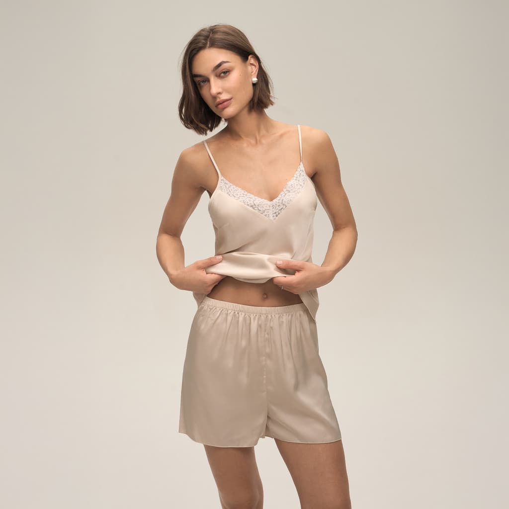 Estilo transfronteiriço moda feminina renda Casual pijamas conjunto verão confortável Suspender Shorts DT3926