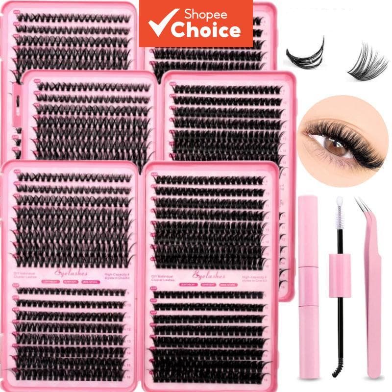 Kit De Cílios Individuais 640 Unidades-Aglomerados De Volume 30D/40D/50D/60D , Com Cola E Pinça , Aparência Natural DIY