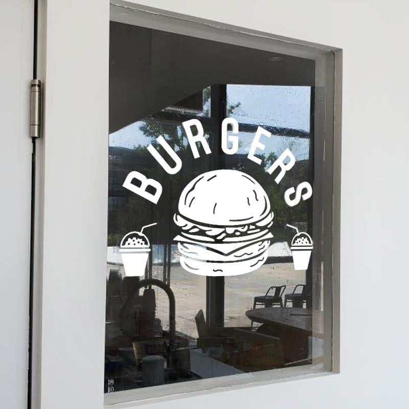 Hambúrguer padrão dos desenhos animados adesivos decorativos janela porta de vidro adesivos Fast Food restaurante influe