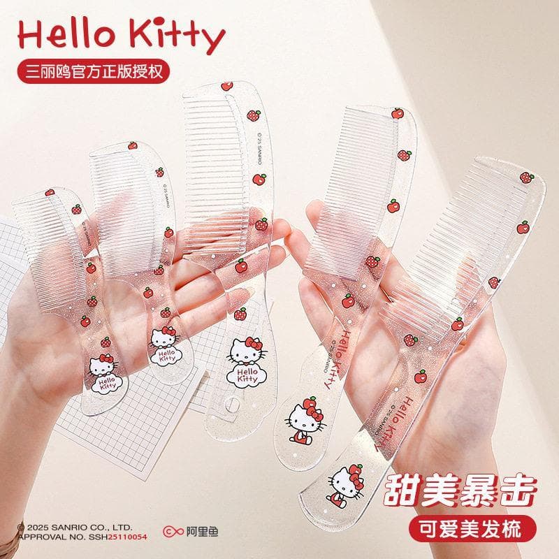 Genuíno dos desenhos animados helloellokitty portátil feminino pente de cabelo longo senhoras cabeleireiro pente de cabe