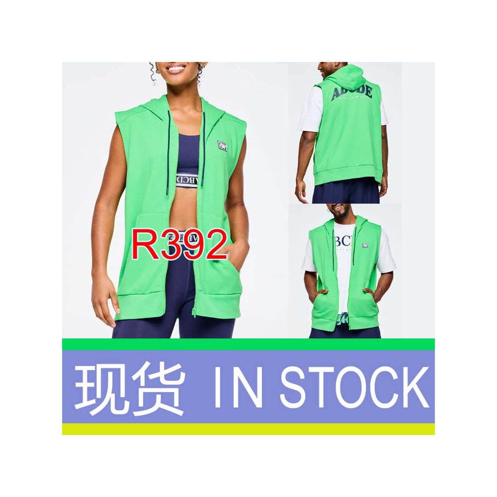 ZW masculino feminino solto sem mangas com capuz colete algodão Terry série tecelagem dinâmica novo estilo dança roupas