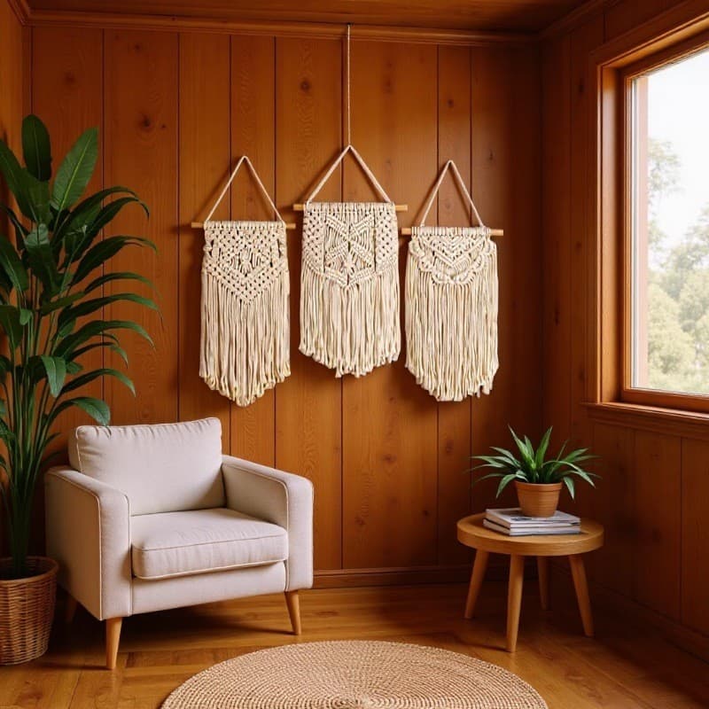 Tapeçaria tecida à mão, arte boêmia DIY, tapete decorativo para sala de estar, tapeçaria de parede com franjas de corda