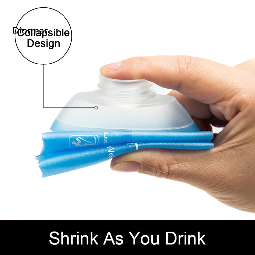 Flexible Water Container Soft Bag Flask Food-grade Collapsible Leakproof Hydration Pack Bottle Reusable Outdoor for Runn