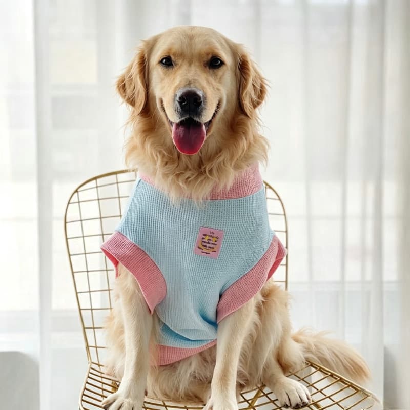 Camiseta De Verão Para Cachorro Grande , Malha Waffle , Respirável , Roupas Animais De Estimação , Camisa Macia Sem Mang
