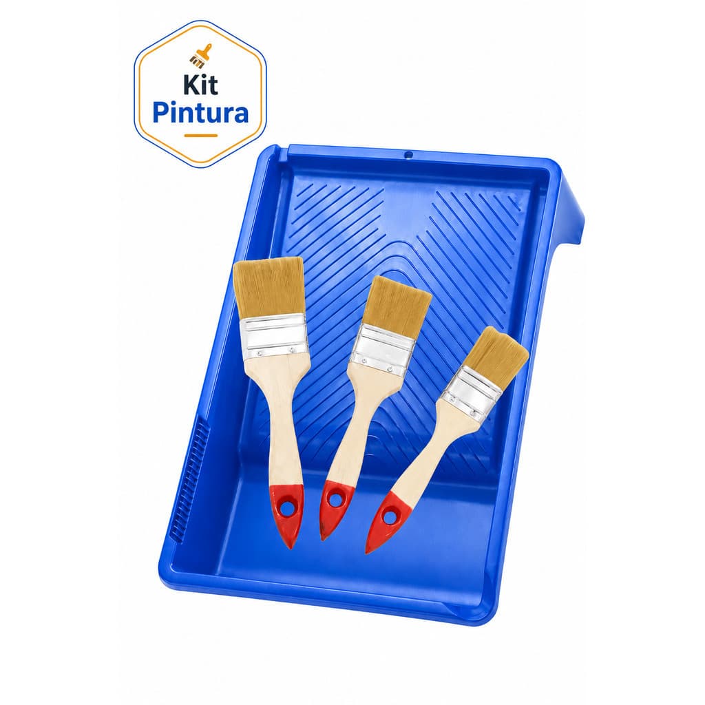 Kit Pintura com Bandeja e 3 Pincéis para Parede - Fácil Aplicação -Pincel