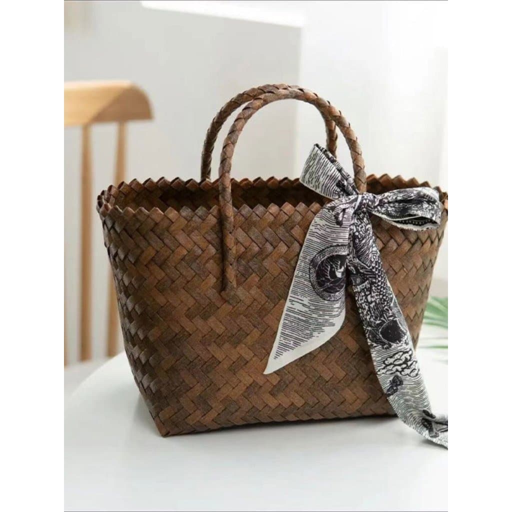 bolsa feminina bolsa transversal feminino Bolsa feminina nicho Casual cesta de vegetais bolsa de vime de um ombro