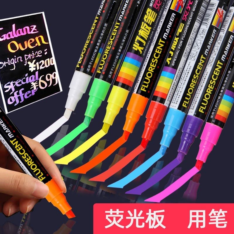 Placa fluorescente dedicada caneta fluorescente LED vidro eletrônico luminoso pequeno quadro negro caneta quadro branco
