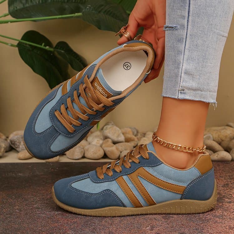 Tênis retrô feminino, sapatos de caminhada com cadarço