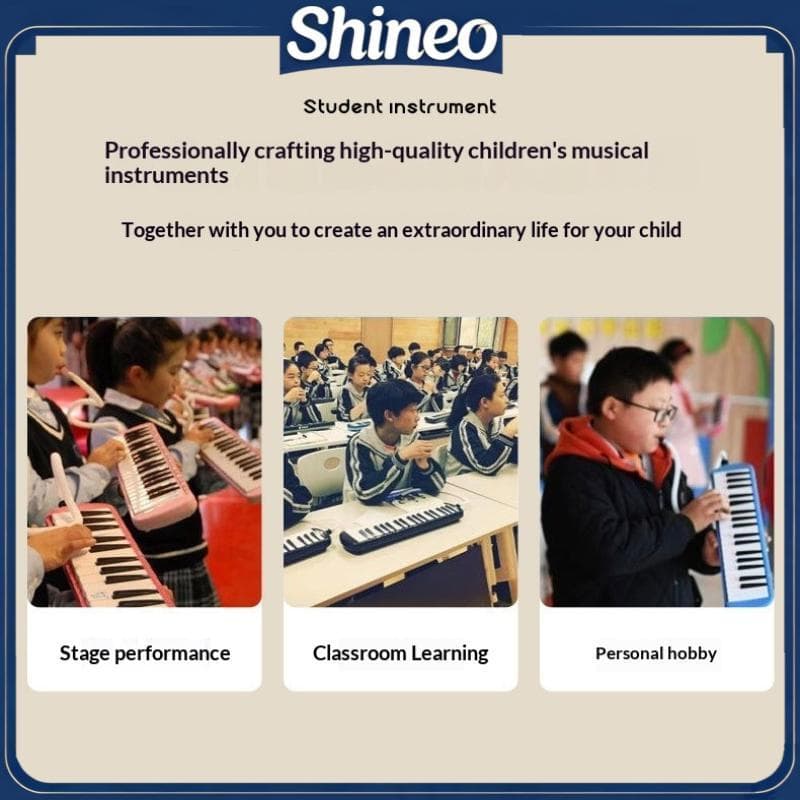 SHINE 32 Teclas Melódica Com Saco Pianica Bocal Gaita Boca Órgão Iniciante Instrumento Musical Presentes Do Miúdo BR