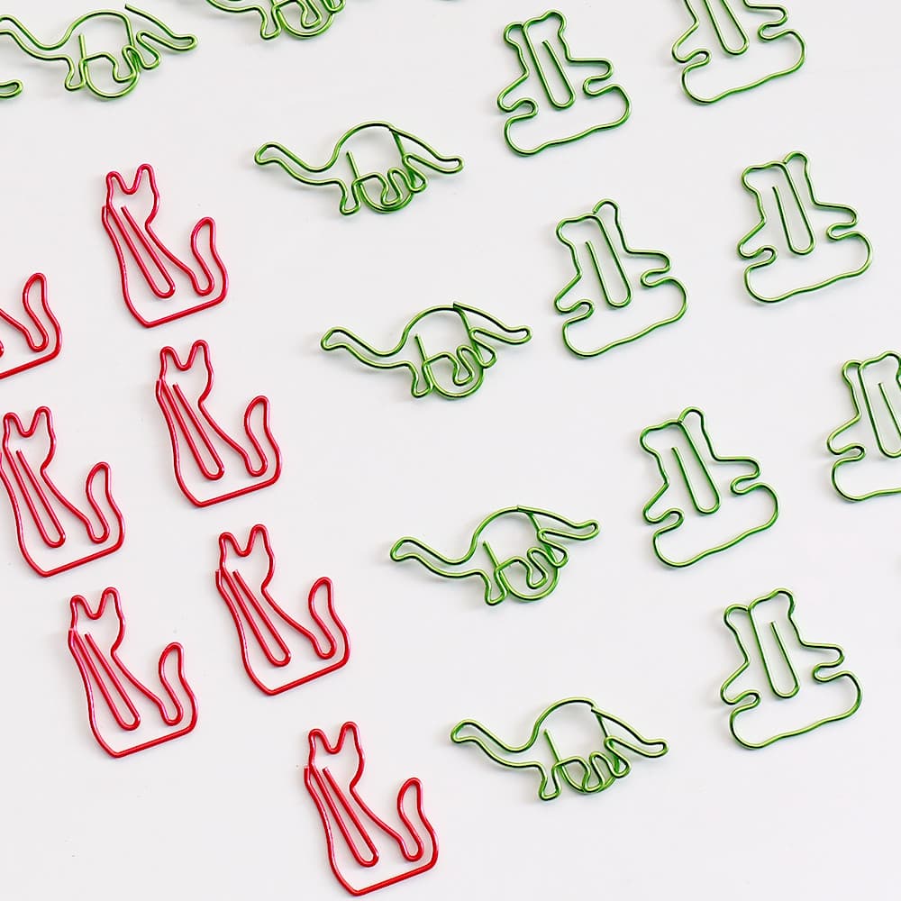 Cor brilhante dinossauro urso em forma de clipe de papel bonito gato manual marcador escritório papelaria clipe de papel