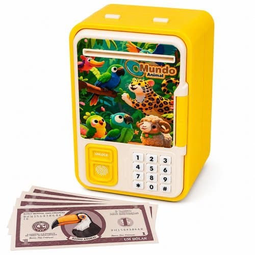 Cofrinho Eletronico Infantil Fechadura Digital Senha Numerica Design Animal Seguro Armazenamento