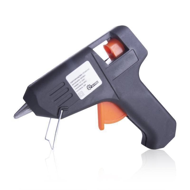 Pistola De Cola Quente Pequena Bivolt + 10 Bastões De Cola Quente Fino Escola Conserto Qualidade