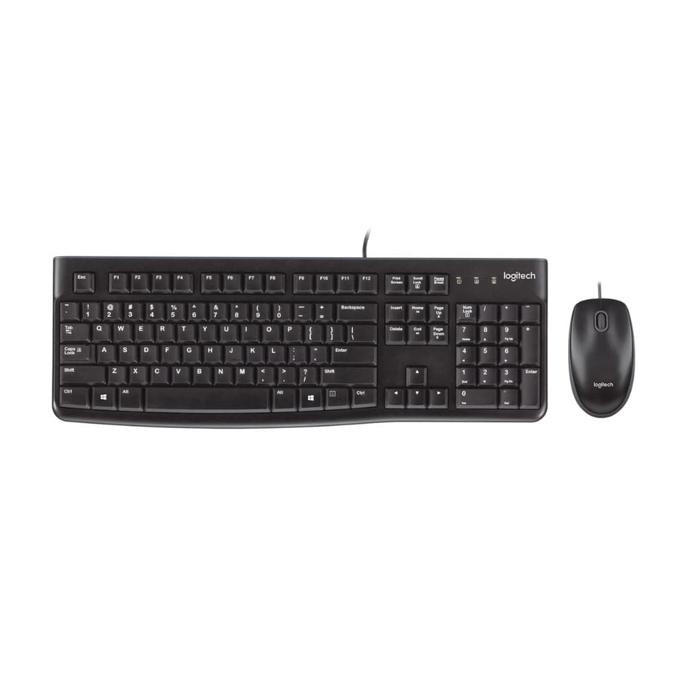 Combo Teclado E Mouse Logitech Mk120 Usb Preto Com Fio [F133]