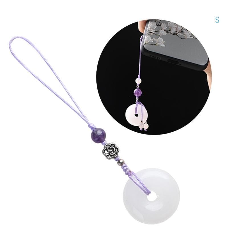 S Exclusivo Branco Jade Fivela Chaveiros Charme Vintage Alça De Telefone Ornamento De Corrente